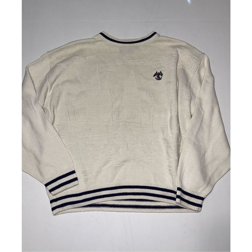 Expressions Sweater Mens Extra‎ Large Cream Nautical Pullover Vintage Y2K A50